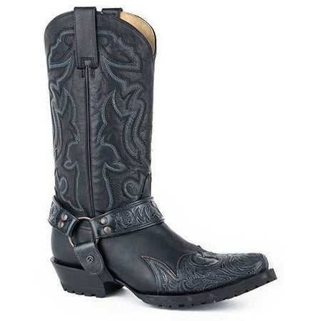 

Men s Stetson Outlaw Sciver Biker Leather Boots Handcrafted Black