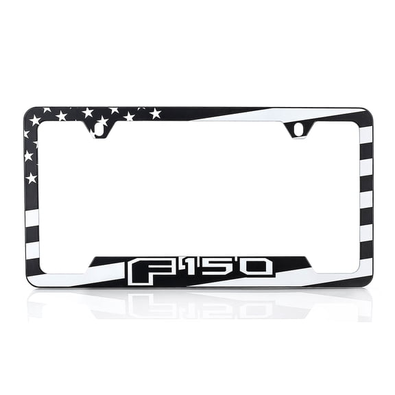 Ford F-150 American Flag Patriotic Black License Plate Frame