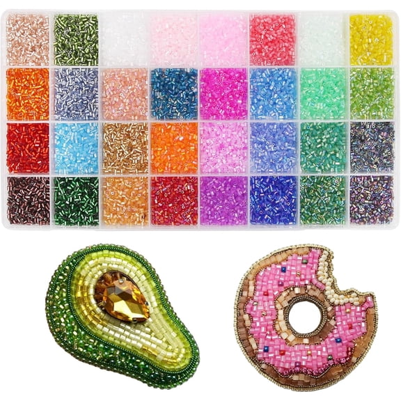 19200Pcs Tube Beads Kit 3mm Glass Bugle Seed Beads for Jewelry Making Embroidery & Home Decor (32 Vibrant Color)