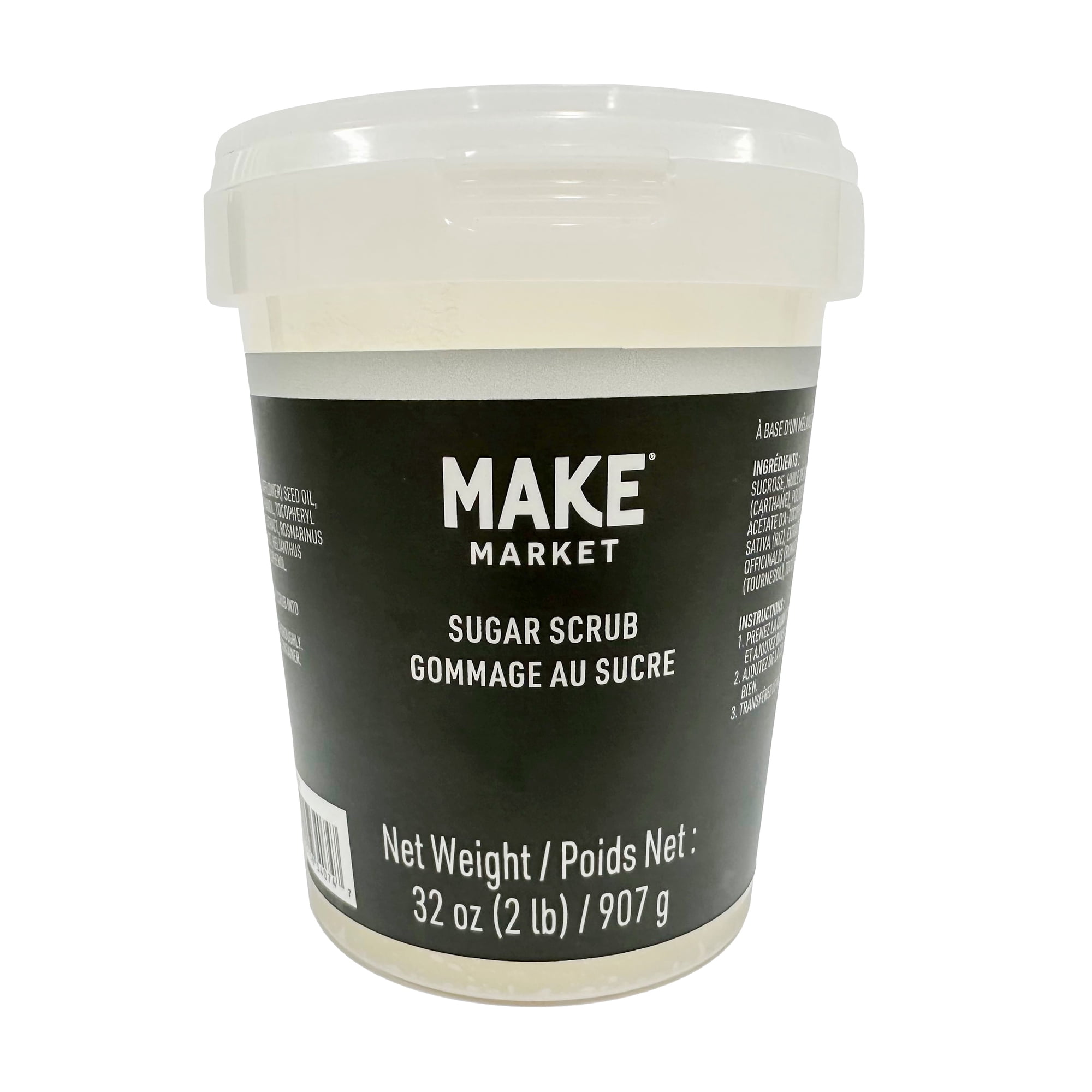 Make Market Sugar Scrub Base, Antioxidant Blend DIY Exfoliant, White, 2 lb. Jar