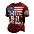 thumbnail image 2 of 9/11 25th Anniversary Shirt We Will Never Forget 911 Mens Shirts Memorial Anniversary Patriotic Tshirt Wine S, 2 of 5