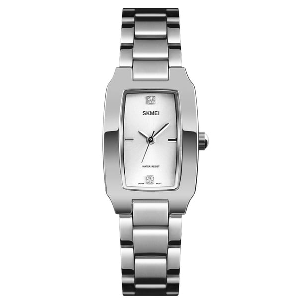 SKMEI Reloj de Cuarzo para Mujer Correa de Acero Inoxidable Esfera de Diamante Pulsera Femenina Relojes Elegantes para Mujer Pulsera Tiempo preciso 3ATM Resistente al Agua