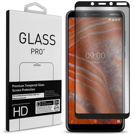 - CoverON Nokia 3.1 Plus Tempered Glass Screen Protector - InvisiGuard Series Full Coverage 9H with Faceplate (Case Friendly)