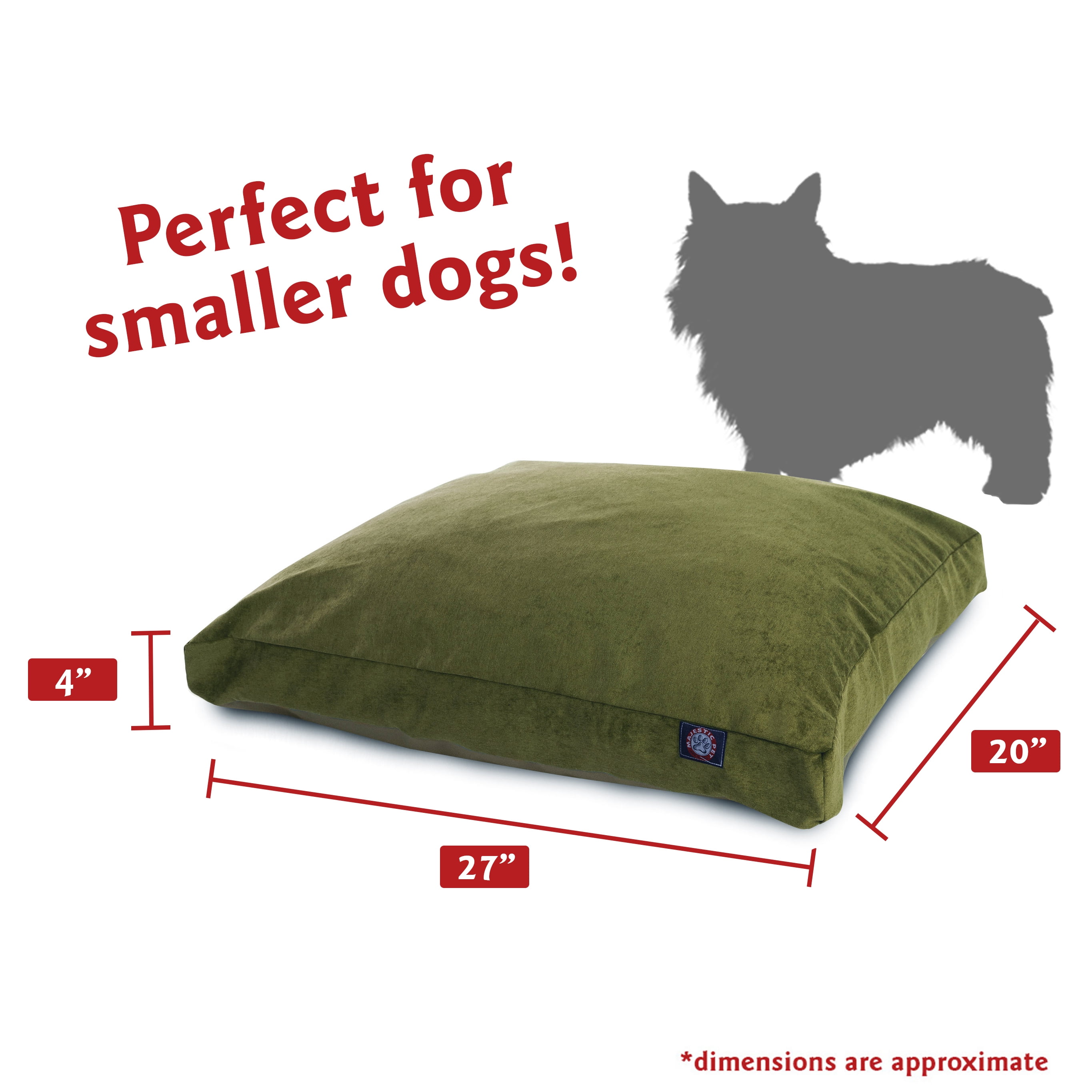Majestic Pet | Villa Velvet Rectangle Pet Bed For Dogs, Removable Cover, Fern, Small