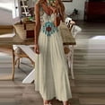 thumbnail image 2 of USSUMA Women's Dresses Sunflower Print Spaghetti Strap V Neck Boho Long Maxi Dress Summer Beach Flowy Ethnic Sundress, 2 of 5