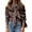 Brown, variant on Long Sleeve Women Plaid Print Casual Blouse with Bow Tied Lady Work Office Button Blouse