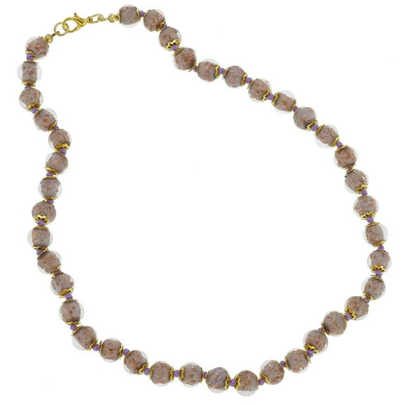GlassOfVenice Murano Glass Sommerso Necklace - Purple