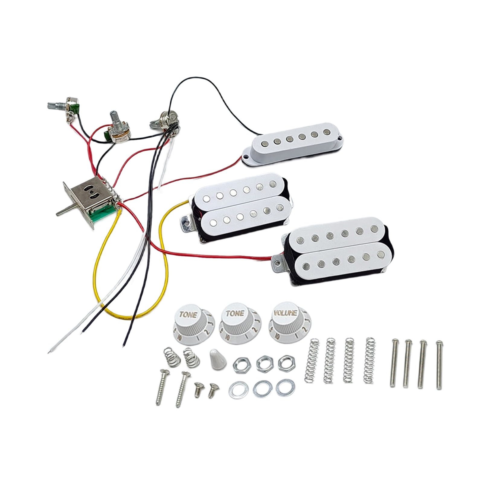 Single Coil Pickups with Prewired Wiring Harness 2 Tone 1 Volumes 5 Way Switches Electric Guitar Replacement Part Set