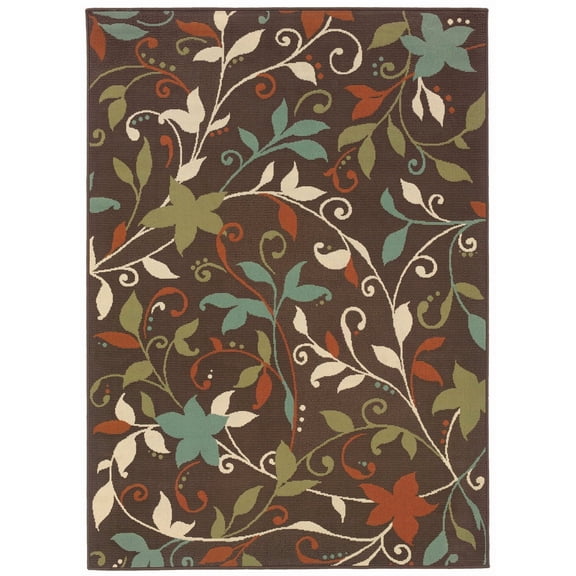Oriental Weavers Montego Area Rug 967X6 Brown Vines Flowers 3' 7" x 5' 6" Rectangle