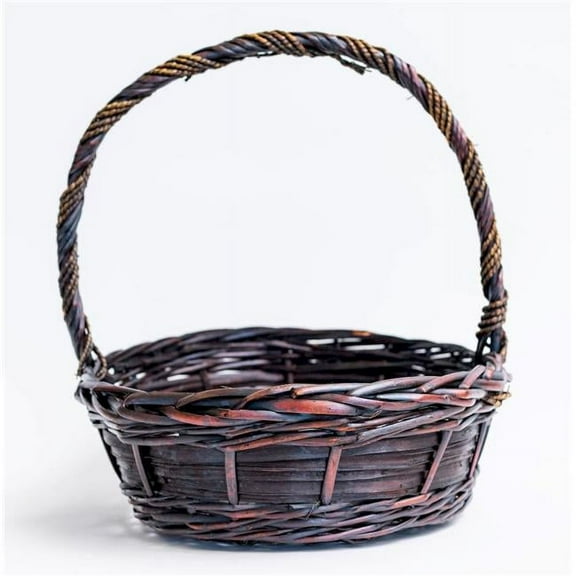 Round with Handle Mahogany Basket
