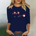 thumbnail image 2 of Busydd Womens Christmas Tops Trendy Wine Glass Print T Shirts for Women Casual Round Neck 3/4 Length Sleeve Christmas Shirts for Women 2XL, 2 of 4