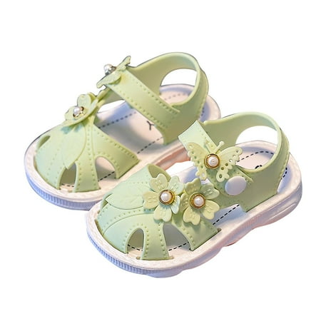 Meresysid Toddler Kids Children s New Baotou Sandals Non-slip Soft Soles Outside To Wear Toddler Shoes Sandals Green