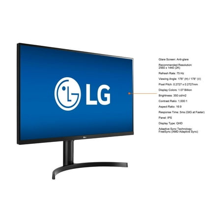 LG - 32" IPS LED QHD FreeSync Monitor with HDR (HDMI, DisplayPort) - Black