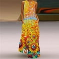 thumbnail image 2 of Beach Dresses for Women Casual Summer, Women Oil Painting Van Gogh Dresses Casual Sleeveless V Neck Long Maxi Dress Sexy Summer Beach Sundress, 2 of 8