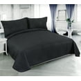 thumbnail image 1 of Marina Decoration Solid Embossed Pinsonic Coverlet Bedspread Bedding Ultra Soft Summer Quilt Set with Shams, Black Color, 1 of 6