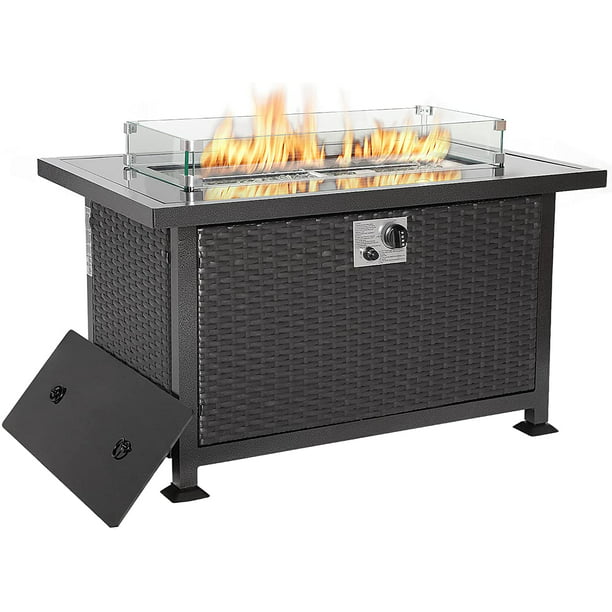 Danrelax 44in Outdoor Propane Gas Fire, Fire Pit Table Propane