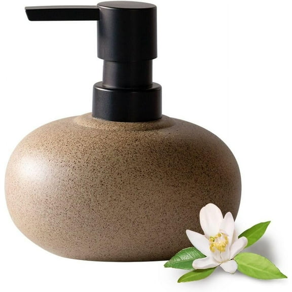 EMPO Stone-Textured Vintage Ceramic Dispenser, High-Color Rough Modern Zen Black ABS Press Bottle for Hand Soap, Shampoo, Conditioner for Bathroom and Kitchen (300ml/10.14oz)