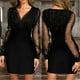 thumbnail image 5 of Vestido de manga larga para mujer, vestidos elegantes cortos ajustados de encaje, vestidos envolventes, 5 of 7