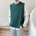 thumbnail image 3 of Chalecos de punto de color sólido para hombres Suéter sin mangas para hombre Nuevo chaleco de alta calidad Moda coreana Harajuku Estética Cachemira, 3 of 5