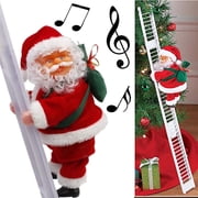 Magicfly Christmas Hanging Decoration Santa Claus with Music Electric Climb Ladder Hanging Decoration Christmas Tree Decoration