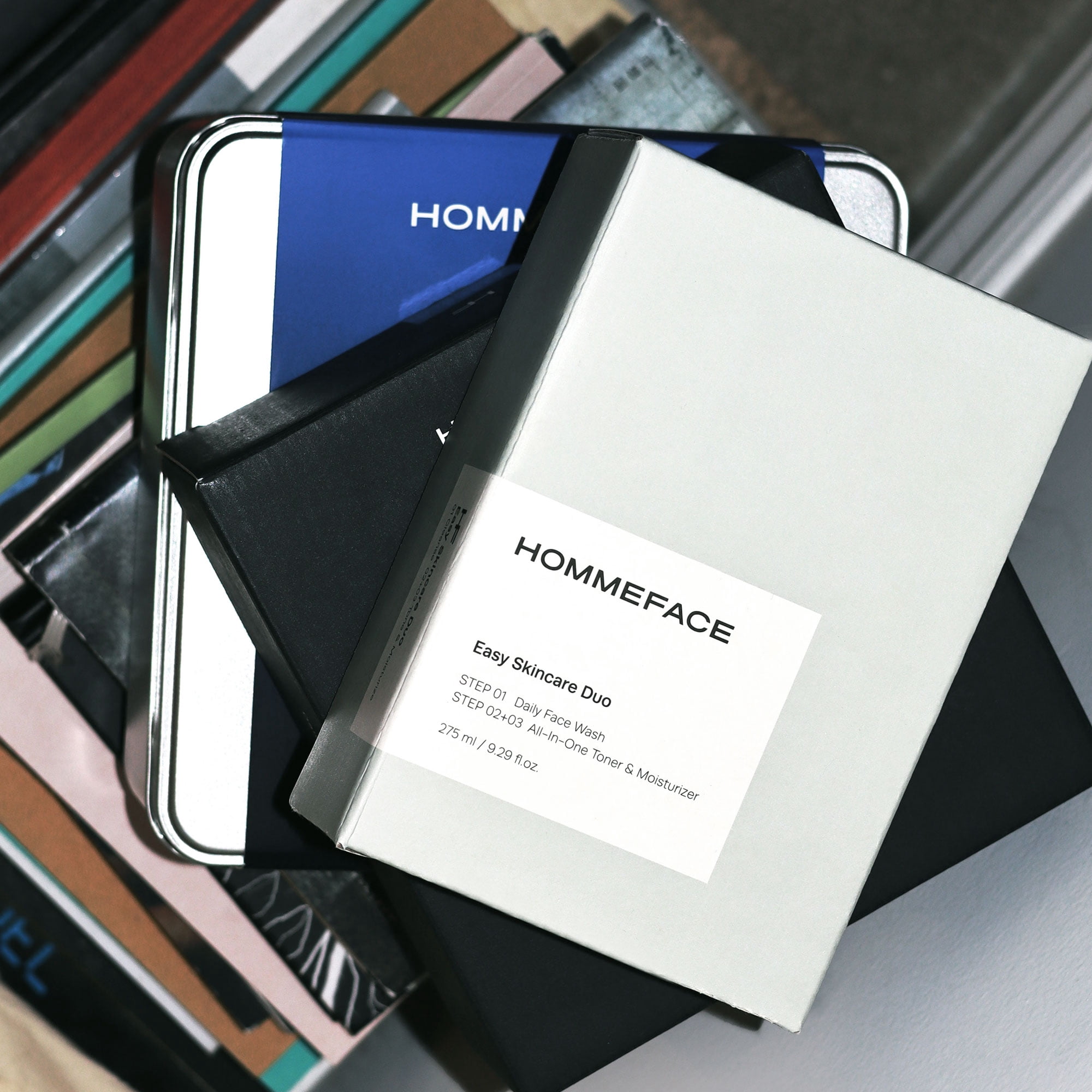 HOMMEFACE Easy Skincare Men's 2-Step Daily Routine Kit, Facial Cleanser and 2-in-1 Face Toner and Moisturizer, For Oily and Acne-Prone Skin, 9.29 fl oz