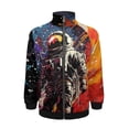 thumbnail image 3 of Chaqueta con cremallera y estampado 3D de astronauta para hombre, chaqueta holgada informal de manga larga con estampado de lobo colorido, abrigo para niños de calle, 3 of 4