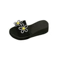 thumbnail image 1 of Yellow Womens Slippers Wedge Heel Round Toe Open Toe Rhinestone Flower Thick Sole Casual Spring Summer Outdoor Indoor Slides For Women Daily Wear Size 37, 1 of 6