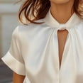 thumbnail image 5 of Vmvidoty Women's Dressy Business Casual Blouses Silk Puff Sleeve Tops Summer Outfits V Neck Pleated Work Shirts 2026 White S, 5 of 6