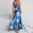 thumbnail image 4 of Voncos Silk Nightgowns for Women Floral Satin Spaghetti Strap Nightgown Sexy Long Sleep Dress - Blue, 4 of 6