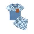 thumbnail image 3 of GYRATEDREAM Toddler Baby Boys Summer Clothes Set Checkerboard Short Sleeve T-Shirt Shorts 2Pcs Outfits 12 Months-5 Years, 3 of 8