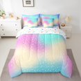 thumbnail image 2 of Manfei Dreamy Starry Sky Bedding Comforter Set 7pcs, Kawaii Moon Stars Print Queen Bedding Sets, Teens Kids Boys Girls Reversible Queen Sheet Sets, Breathable Home Decor, 2 of 7