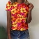 thumbnail image 2 of Moda mujer cuello redondo impresión camisa camisetas manga corta verano camiseta Tops blusa Pompotops hkajfhjk462884, 2 of 5