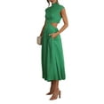 thumbnail image 4 of Women Summer Casual Long Dress Solid Color Stand Collar Dress, 4 of 9