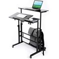 thumbnail image 2 of Zytty Portable Standing Desk, Small Standing Desk with Wheels Standing Laptop Desk Mobile Standing Desk for Home Office Adjustable Standing Desk, Stand Up Computer Desk Rolling Laptop Cart, Black, 2 of 4