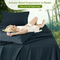 thumbnail image 3 of Baauye Cozy Bamboo Sheets Set, 4-Piece Queen Sheet Set with 16" Deep Pockets, Soft and Breathable Bed Sheets, Navy Blue, 3 of 7