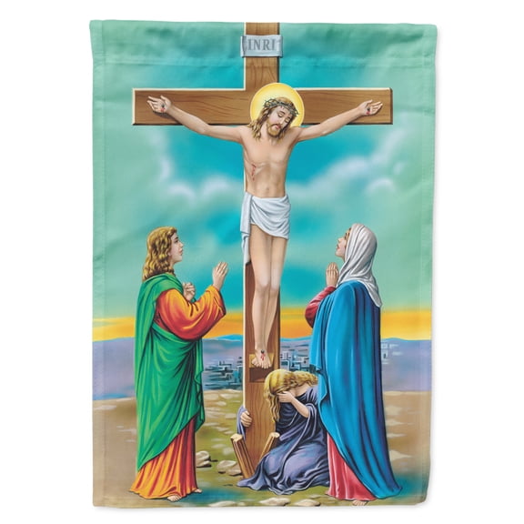 Jesus on the Cross Crucifixion Flag Canvas House Size