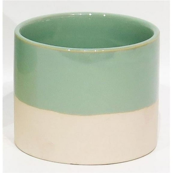 Green & Cream Glazed Ceramic Planter