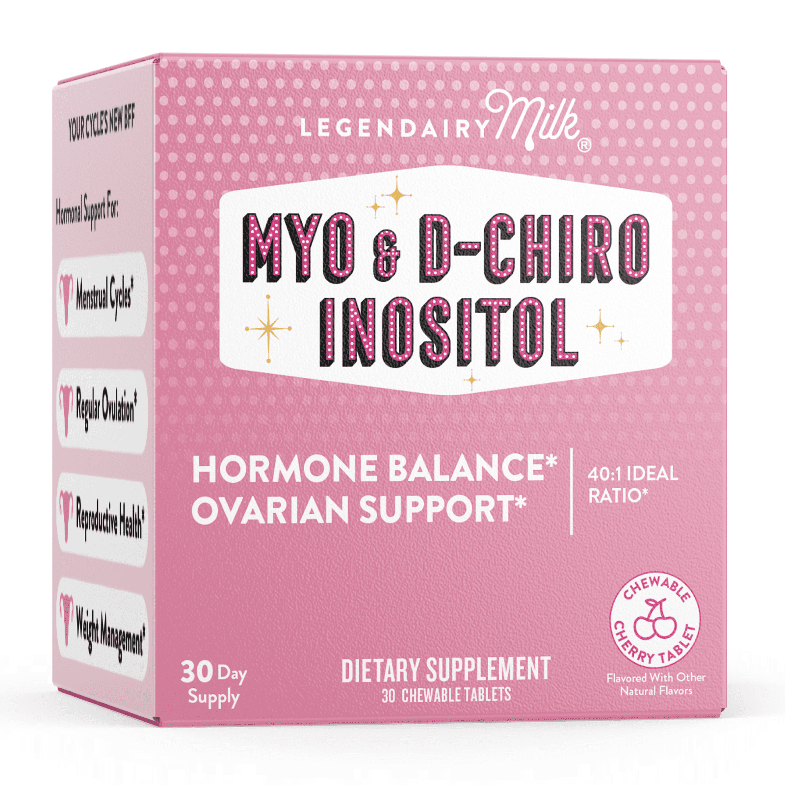 Legendairy Milk Myo and D-Chiro Inositol Chewable Tablets, Dietary Supplement, 30 Count