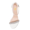 thumbnail image 3 of FSJ Women Classic Chunky High Heel Sandals Open Toe Ankle Strap Single Band Dress Shoes Size 8 White, 3 of 4