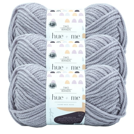 UPC: 0842093126324 | Lion Brand Yarn Two of Wands Hue + Me Haze Bulky Acrylic  Wool Yarn Blue 3 Pack