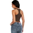 thumbnail image 3 of Cadmus 5 Pack Crop Tank Top for Women Ribbed Dry Fit Gym Shirts Racerback Yoga Tank Top Undershirts, Beige - Brown / Light Blue / Bright Red / Coffee Color / Black,#02,X-Large, 3 of 9