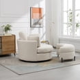 thumbnail image 5 of 42.2"W Oversized Swivel Chair with Half Moon Storage Ottoman, Chenille Swivel Barrel Chair, Comfy Round Swivel, Modern Upholstered Single Sofa Armchair for Nursery,LivingRoom,Bedroom, Beige, 5 of 8
