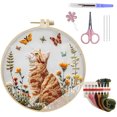 thumbnail image 2 of Cat Stamped Cross Stitch Kits Bordado Con Hilo Color Tela Aro, 2 of 9