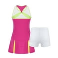 thumbnail image 4 of Xnihocha Girls Golf Tennis Dress Outfits Kids Tennis Skirt with Shorts Cotton Golf Tank Tops Clothes Rose Red 8, 4 of 7