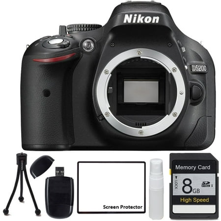 Nikon D5200 with 8GB SDHC Class 10 Memory Card, Table Top Tripod, Lens Cleaning kit and LCD Screen