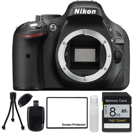 Nikon D5200 with 8GB SDHC Class 10 Memory Card, Table Top Tripod, Lens Cleaning kit and LCD Screen (Nikon D5200 Kit Best Price)