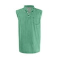 thumbnail image 4 of Qcmgmg Sleeveless Button Shirts for Men Summer Henley Muscle Tank Tops for Men V Neck Vintage Tank Tops Men with Chest Pocket Green L, 4 of 4