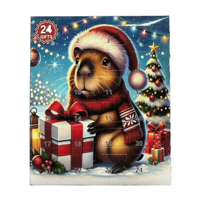 Calendario de Adviento de Capibara | Calendario de cuenta regresiva de 24 días con minifiguras | Calendario de cuenta regresiva navideña para niños, adolescentes y adultos