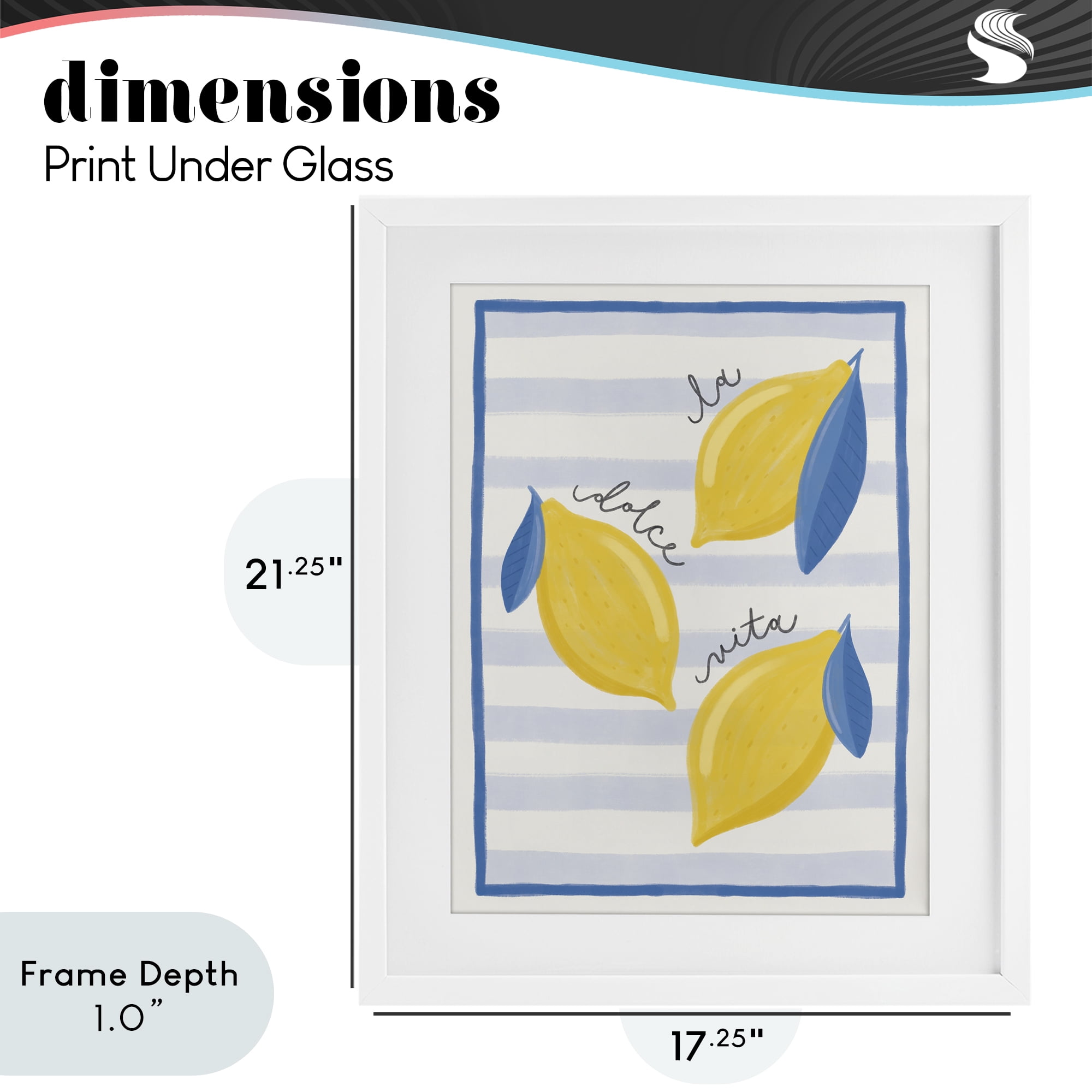 Stupell Industries Dolce Vita Lemons & Stripes White Framed Print Under Glass, design by Jalynn Heerdt