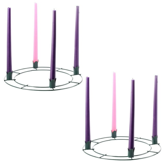 2pc Metal Advent Wreath Frames and Taper Candles Sets - Holiday DIYs/Decor - Factory Direct Craft
